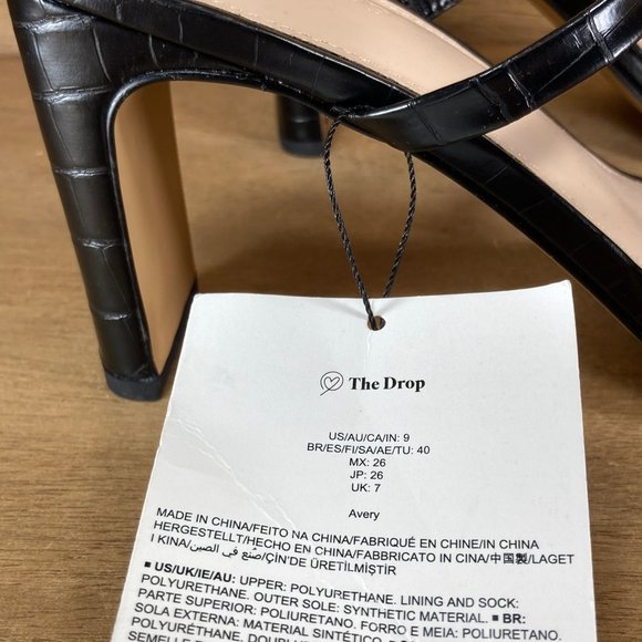 NEW The Drop Avery Square Toe Two Strap Black Women SZ 9 Slip-On Heeled Sandals - Picture 10 of 10